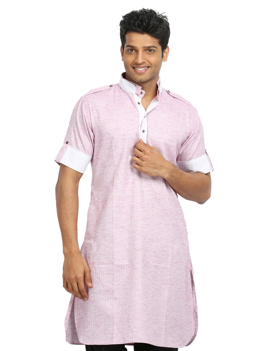 Plum Cotton Fabric Pathani Kurta for Men