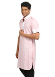 Light Pink Cotton Fabric Pathani Kurta for Men