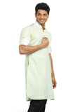 Light Green Cotton Fabric Pathani Kurta for Men