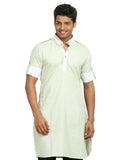 Light Green Cotton Fabric Pathani Kurta for Men