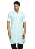 Cerulean Cotton Fabric Pathani Kurta for Men