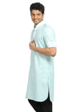Cerulean Cotton Fabric Pathani Kurta for Men