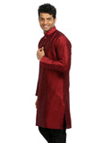 Maroon Silk Pathani Kurta for Men