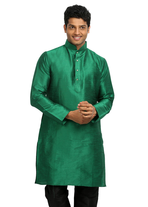 Green Silk Pathani Kurta for Men