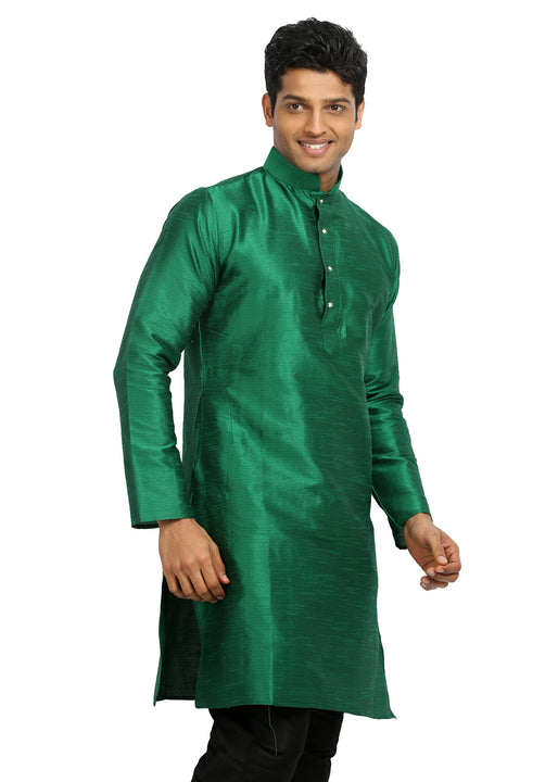 Green Silk Pathani Kurta for Men