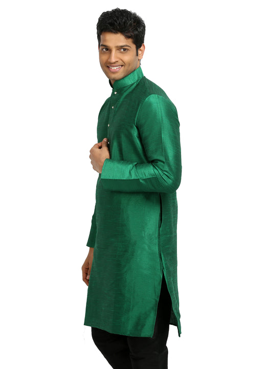 Green Silk Pathani Kurta for Men