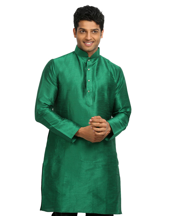 Green Silk Pathani Kurta for Men