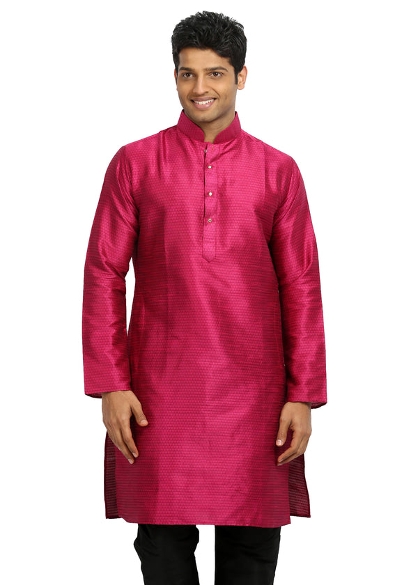 Pink Silk Pathani Kurta for Men