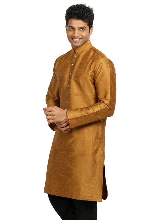 Gold Silk Pathani Kurta for Men