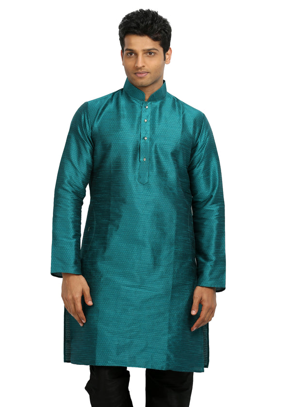 Teal Silk Pathani Kurta for Men