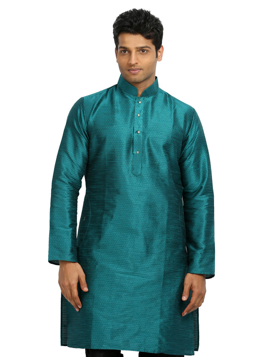 Teal Silk Pathani Kurta for Men