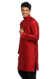 Red Silk Pathani Kurta for Men