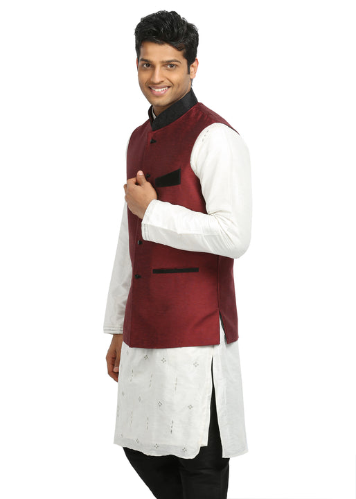 Maroon Nehru Jacket for Men