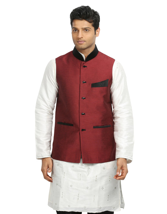 Maroon Nehru Jacket for Men