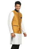 Gold Yellow Nehru Jacket for Men