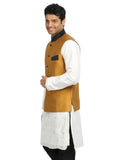 Gold Yellow Nehru Jacket for Men