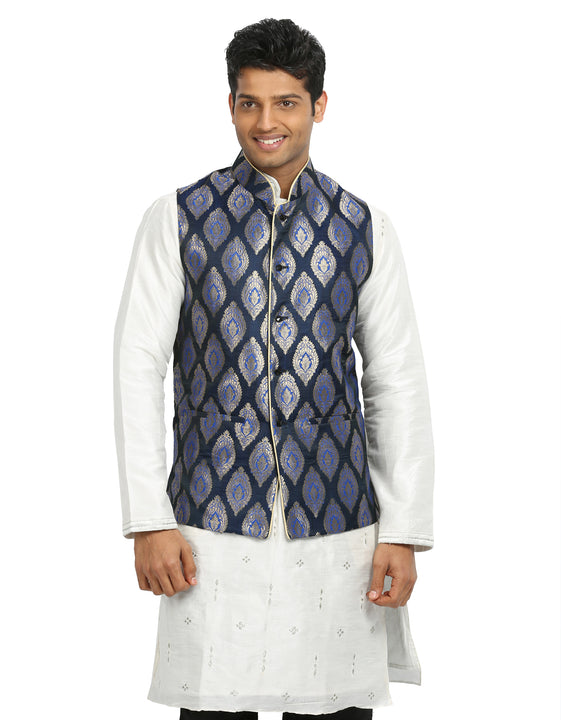 Blue Nehru Jacket for Men