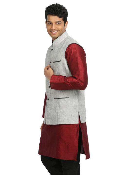 Silver Nehru Jacket for Men