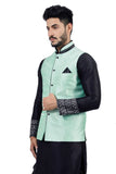 Saris and Things Light Green Nehru Jacket for Men