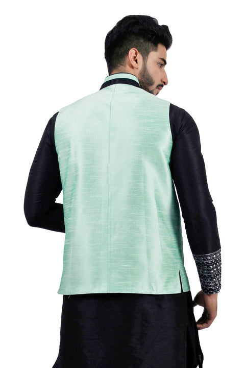 Saris and Things Light Green Nehru Jacket for Men