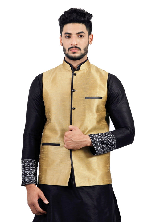 Saris and Things Darkgoldenrod Nehru Jacket for Men