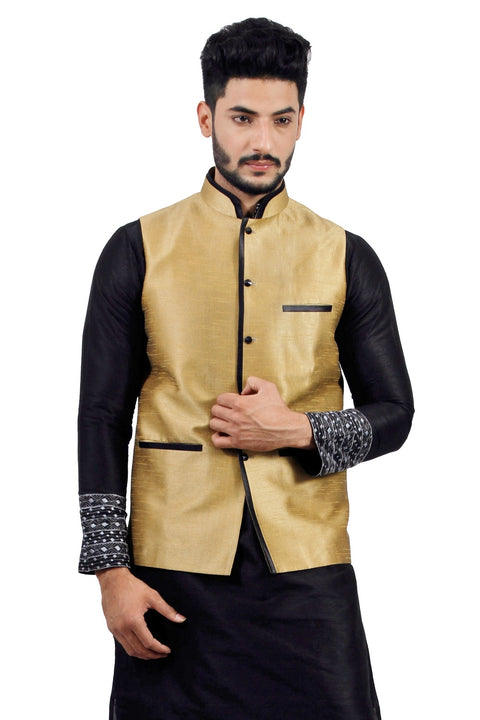 Saris and Things Darkgoldenrod Nehru Jacket for Men