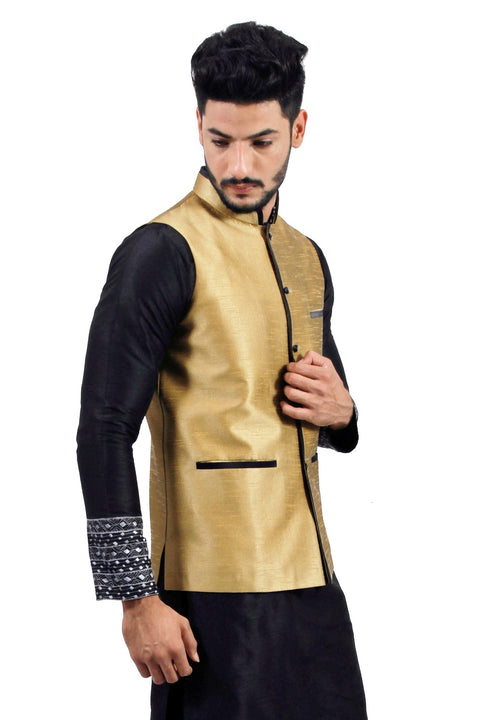 Saris and Things Darkgoldenrod Nehru Jacket for Men