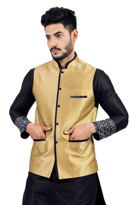 Saris and Things Darkgoldenrod Nehru Jacket for Men
