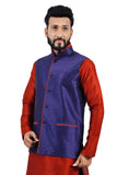 Saris and Things Navy Blue Nehru Jacket for Men