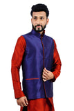 Saris and Things Navy Blue Nehru Jacket for Men