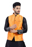 Saris and Things Tangerine Orange Nehru Jacket for Men