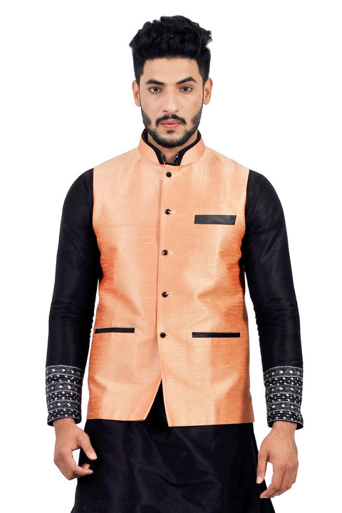 Saris and Things Salmon Nehru Jacket for Men