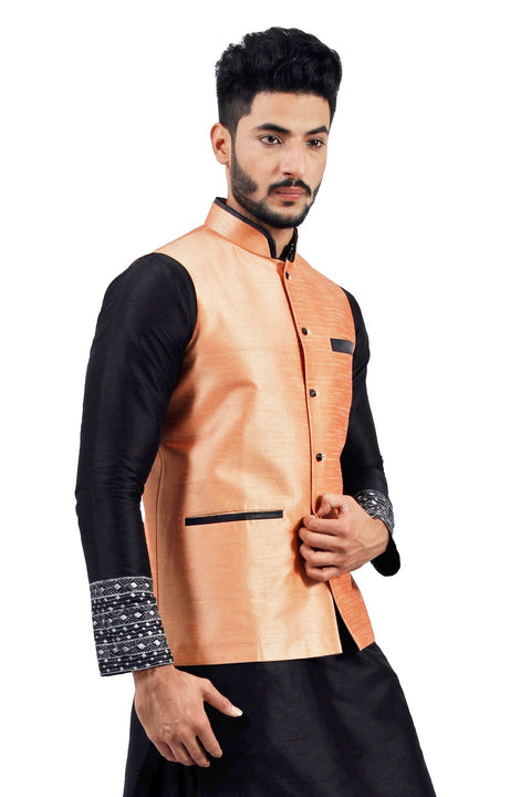 Saris and Things Salmon Nehru Jacket for Men