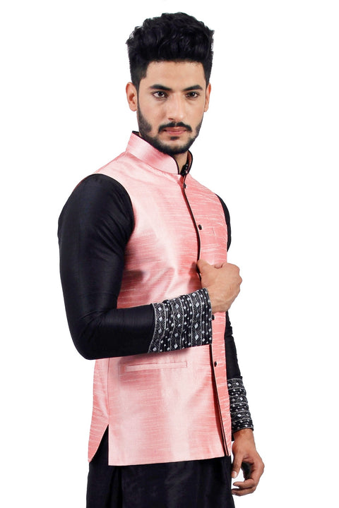 Saris and Things Bubblegum Nehru Jacket for Men