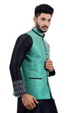 Saris and Things Darkcyan Nehru Jacket for Men