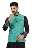 Saris and Things Darkcyan Nehru Jacket for Men