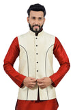 Saris and Things Cream Nehru Jacket for Men
