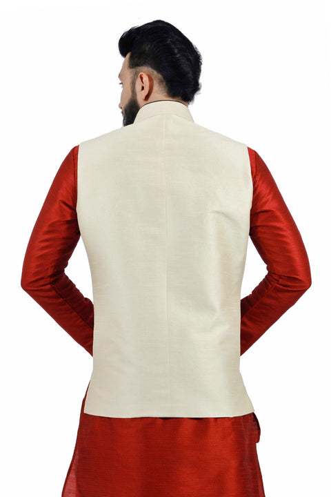 Saris and Things Cream Nehru Jacket for Men