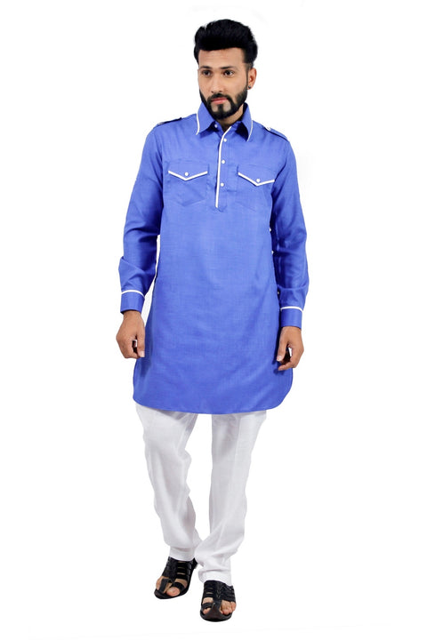 Saris and Things Blue Pathani Suit for Men