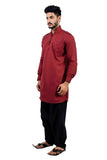 Saris and Things Maroon Pathani Suit for Men