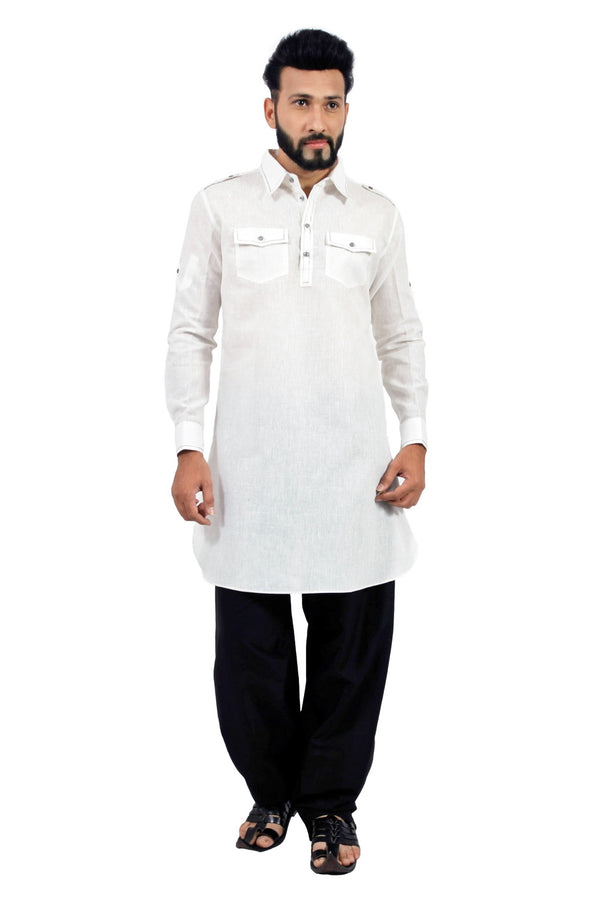 Saris and Things White Pathani Suit for Men