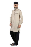 Saris and Things Dark Khaki Pathani Suit for Men