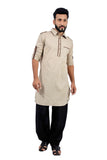 Saris and Things Dark Khaki Pathani Suit for Men