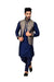 Indian Traditional Silk Navy Blue Sherwani Kurta Set with Jacket