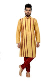 Indian Traditional Cotton Silk Golden Yellow Kurta Pajama for Men