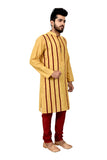 Indian Traditional Cotton Silk Golden Yellow Kurta Pajama for Men