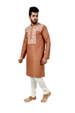 Indian Traditional Cotton Silk Light Brown Kurta Pajama for Men