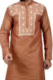 Indian Traditional Cotton Silk Light Brown Kurta Pajama for Men