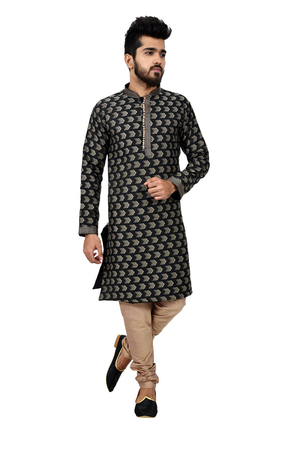 Indian Traditional Cotton Silk Light Brown Kurta Pajama for Men