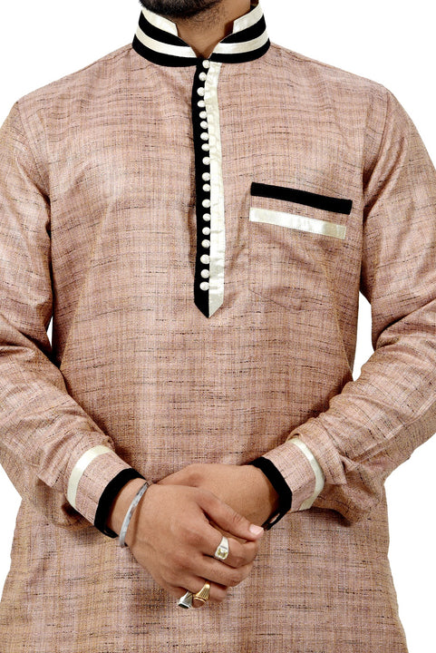 Indian Traditional Cotton Silk Desert Sand Kurta Pajama for Men